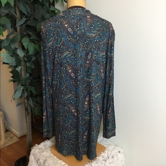 Ruff Hewn Turquoise paisley print 2x Blouse - Picture 8 of 15